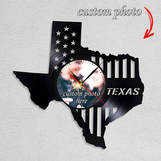 Personalized Photo Texas City Clock Bedroom Decoration