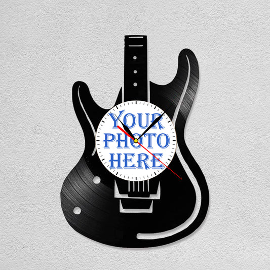 Gift for Guitar Player Personalized Photo Clock for Guitarist