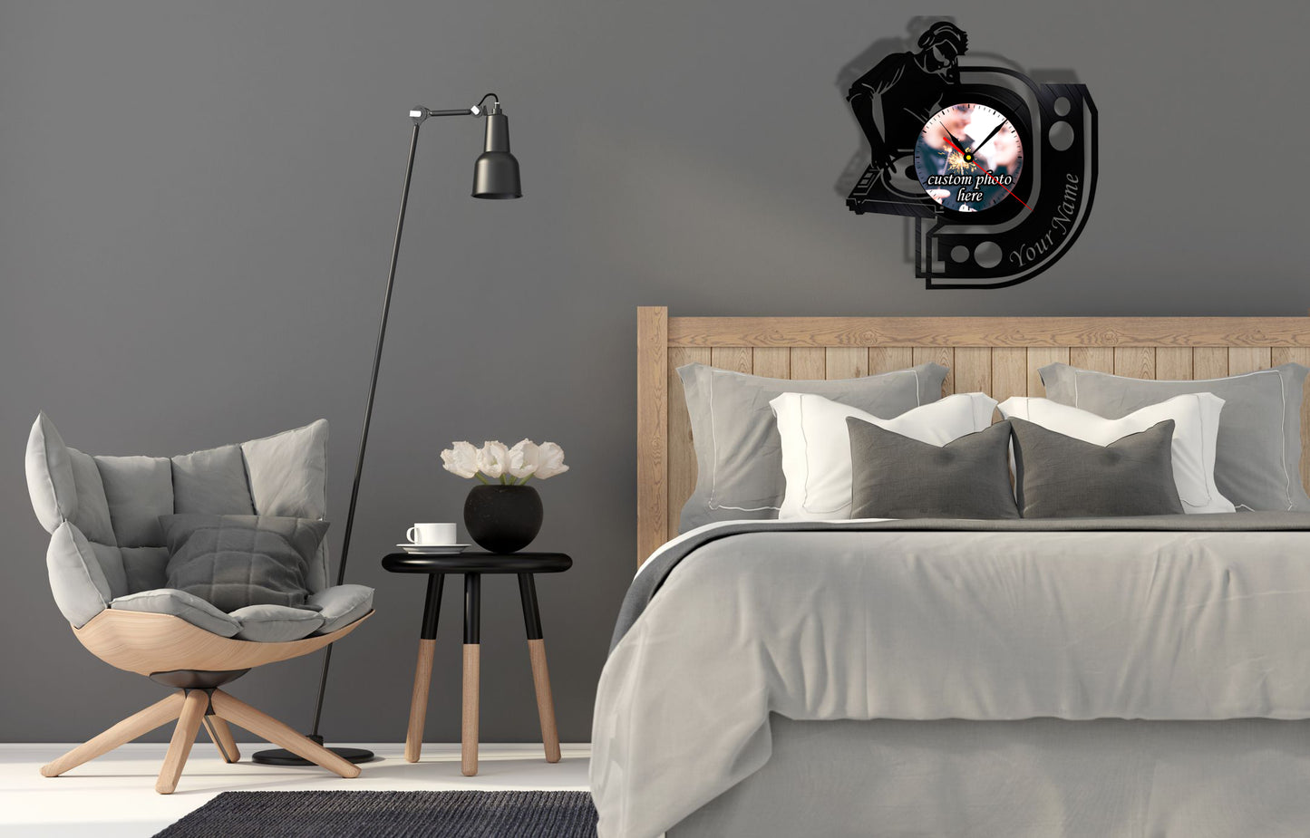 Birthday Gift for DJ Friend Personalized Photo Wall Clock