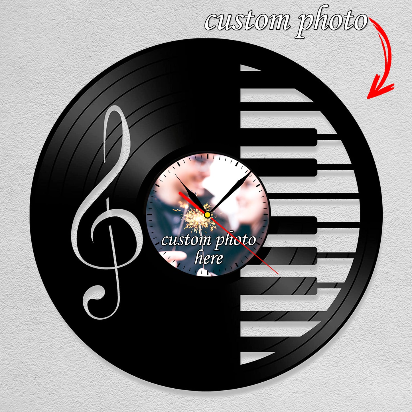Gift for Piano Teacher Custom Photo Clock for Piano Player