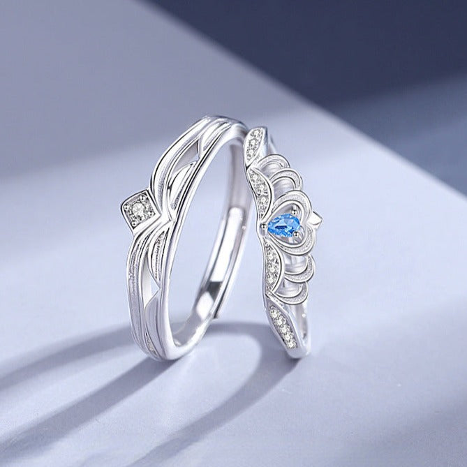 Matching King Queen Crown Wedding Rings Set – Loforay