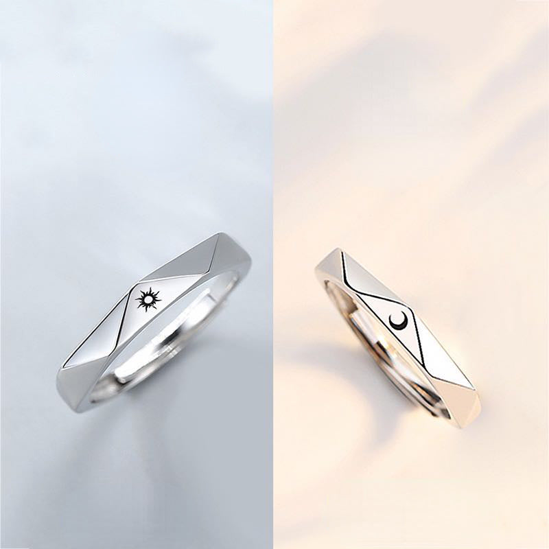 Unique Love Letters Reflection Couple Rings Set