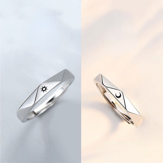 Unique Love Letters Reflection Couple Rings Set