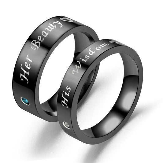 Custom Her Beauty His Wisdom Matching Rings Set