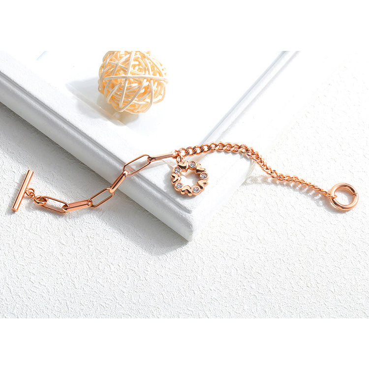 Heart Charm Link Paperclip Bracelet