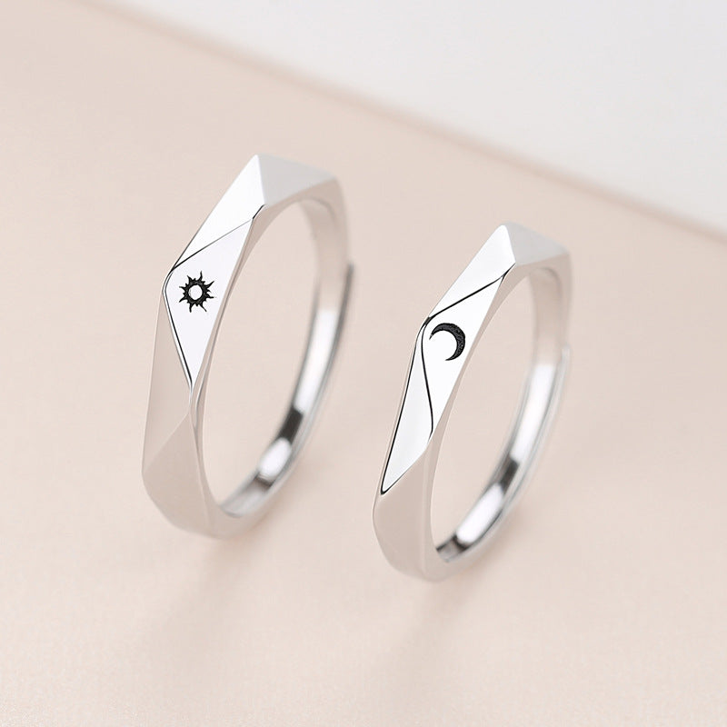 Unique Love Letters Reflection Couple Rings Set