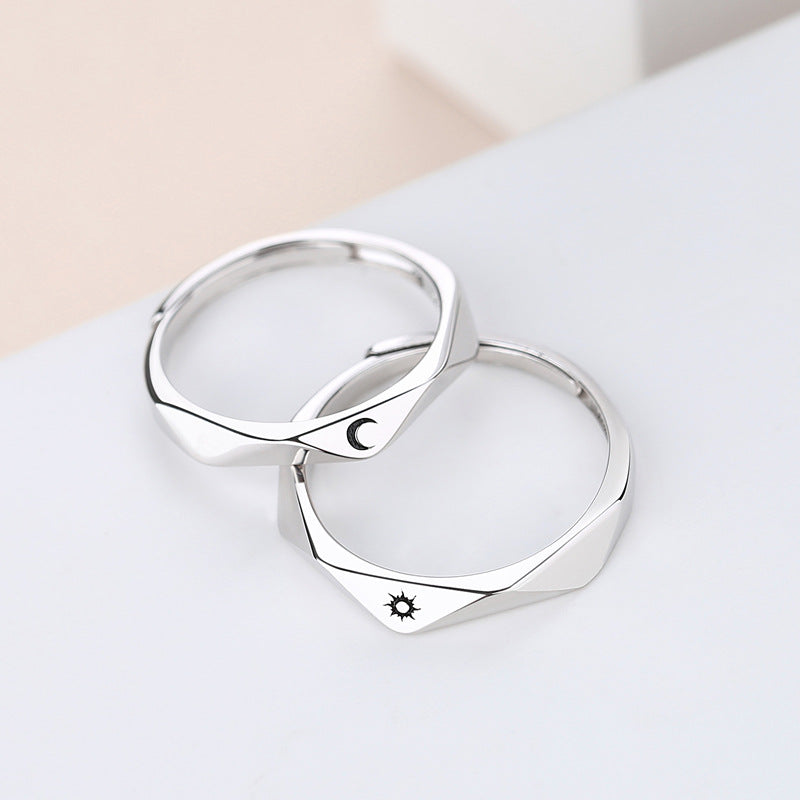 Unique Love Letters Reflection Couple Rings Set