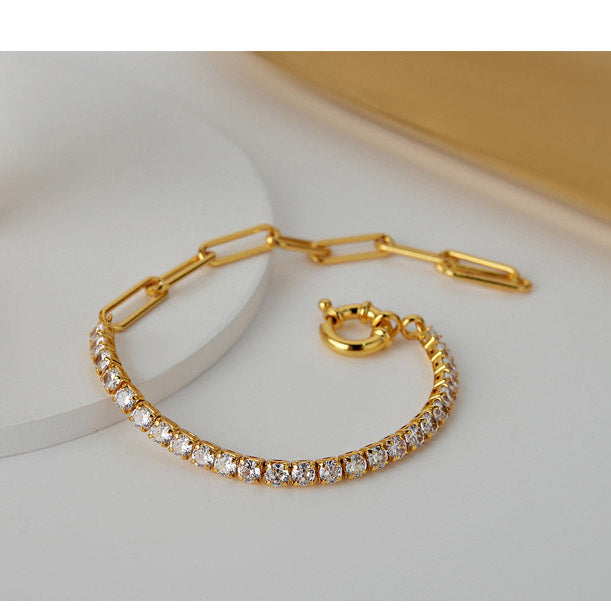 Half Tennis Half Paperclip Bracelet