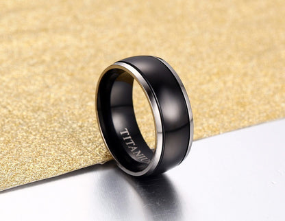 Mens Black Ring with Names Engraved