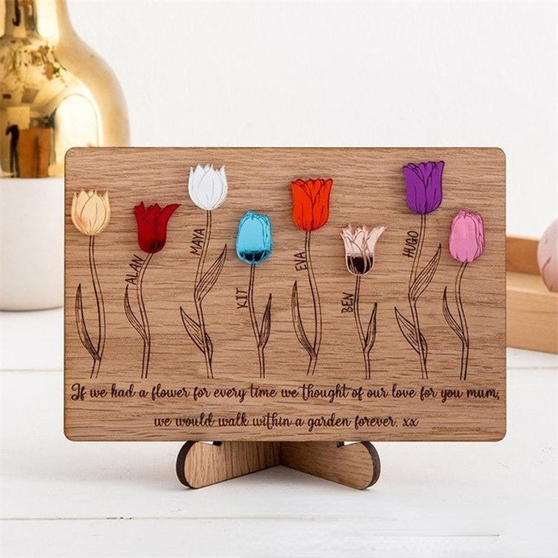 1-8 Kids Names Wooden Decoration Gift for Mom