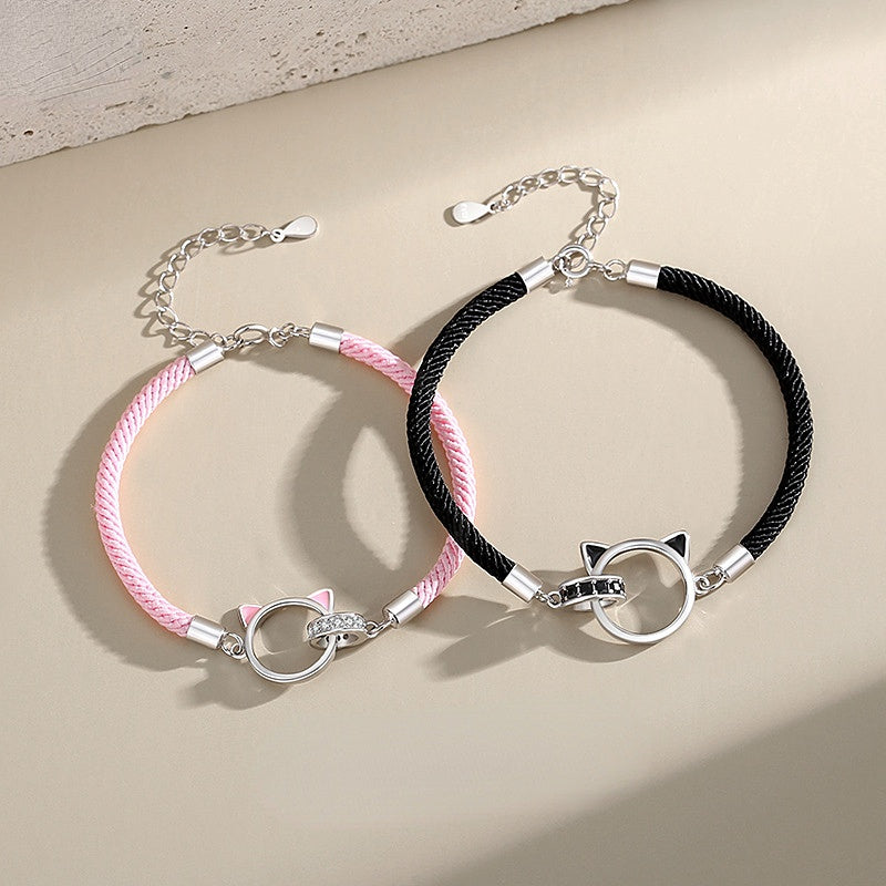 Matching Cats Theme Bracelets Set for Couples