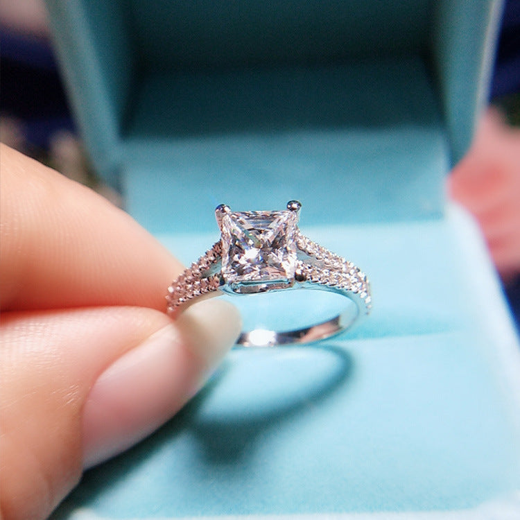 1.5 Carats Princess cut Moissanite Diamond Ring