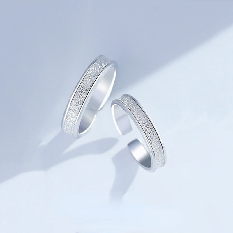 Engravable Sterling Silver Promise Rings Set for Couples