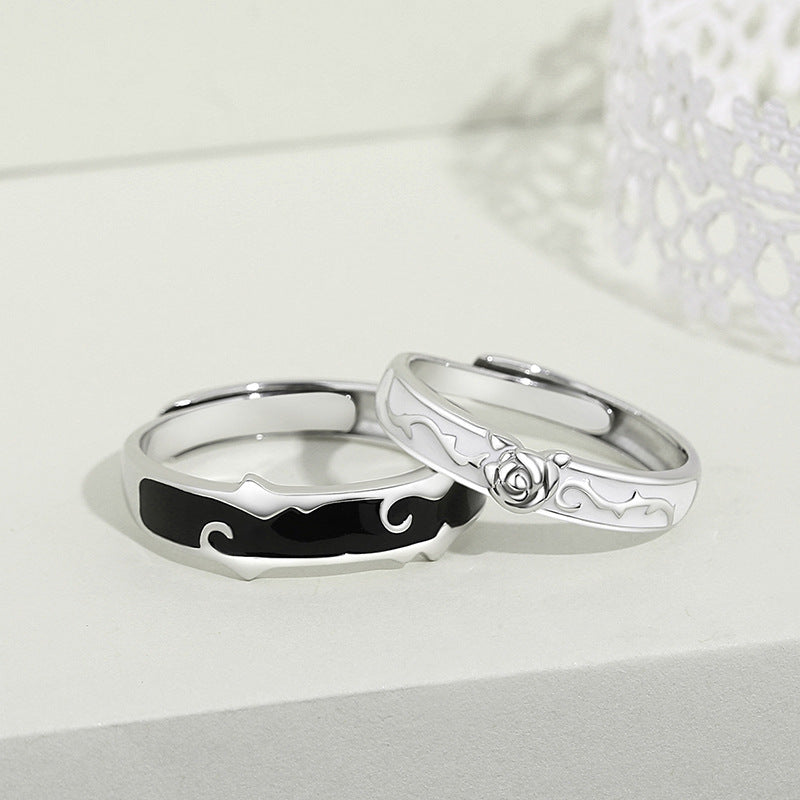 Engraved Matching Rose Rings Set for Couples
