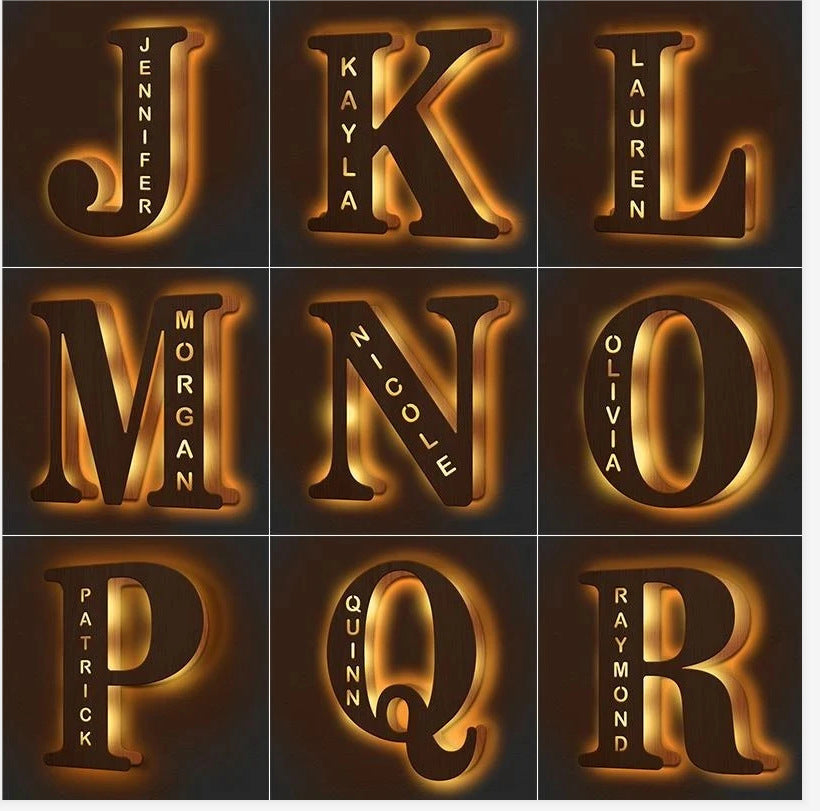 Personalized Name Wooden Lamp Gift