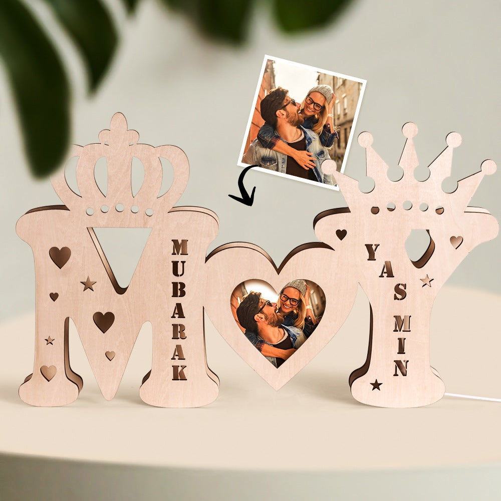 Personalized Photo King Queen Lamp Gift for Couples