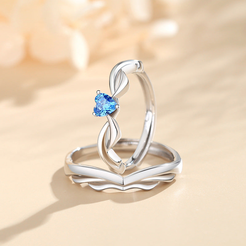 Personalized Angel Wings Couple Promise Rings Set