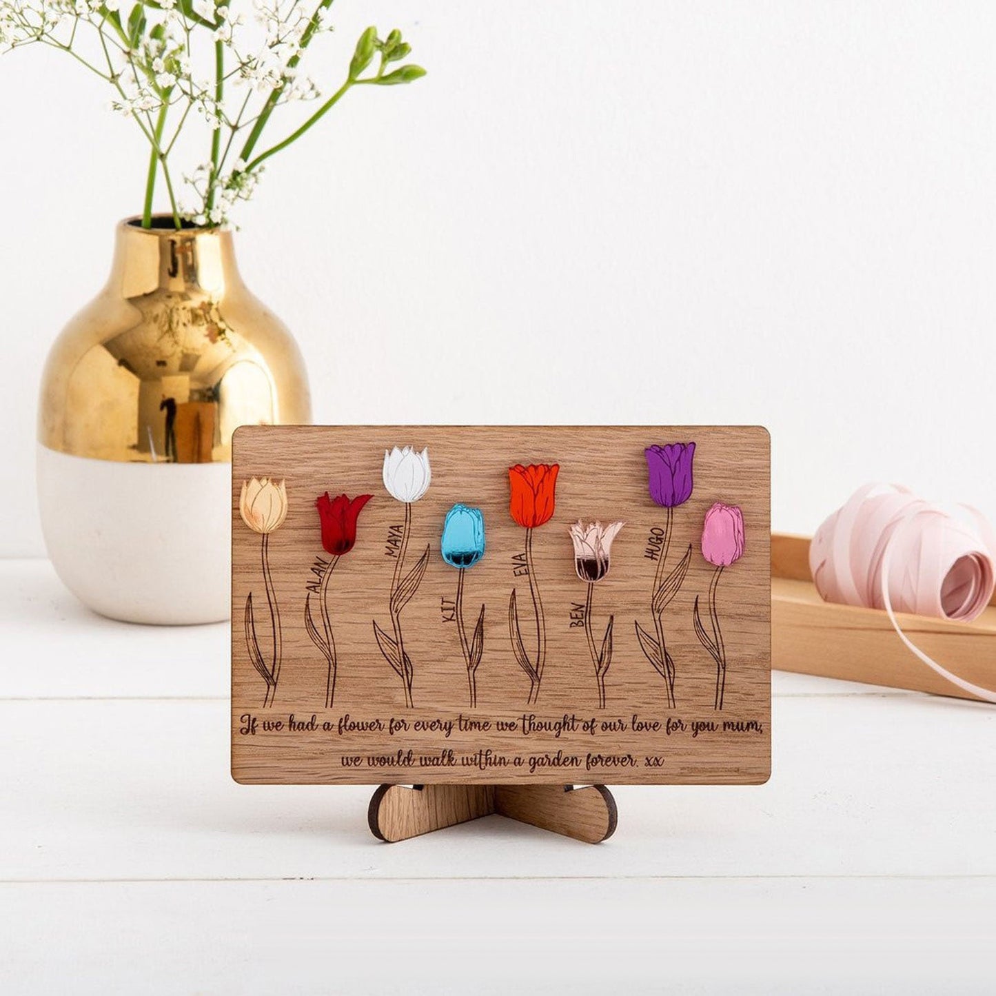 1-8 Kids Names Wooden Decoration Gift for Mom