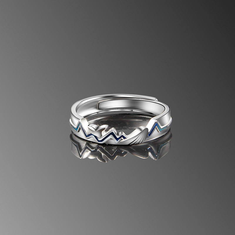 Engraved Heartbeat Couple Rings Set for two