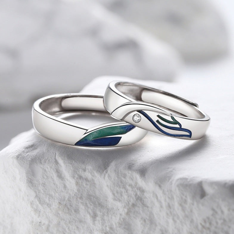 Eagle and Fish Matching Wedding Rings Set