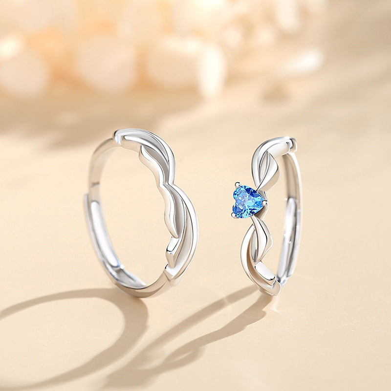 Personalized Angel Wings Couple Promise Rings Set