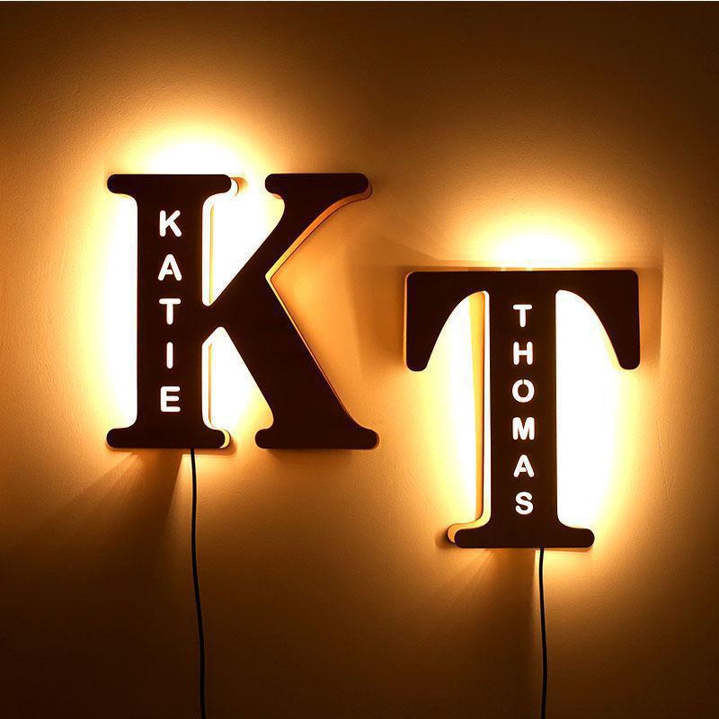Personalized Name Wooden Lamp Gift