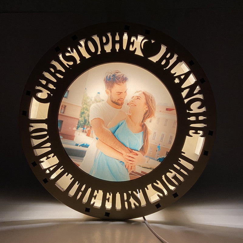 Personalized Couple Name Wooden Lamp Gift
