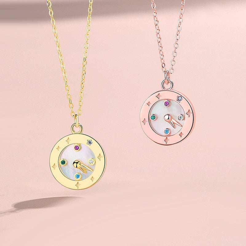 Engraved Matching Clock Pendant for Couples