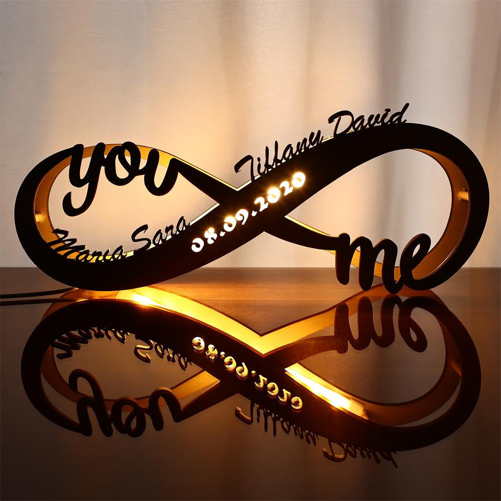 Personalized Couple Names Wooden Lamp Gift