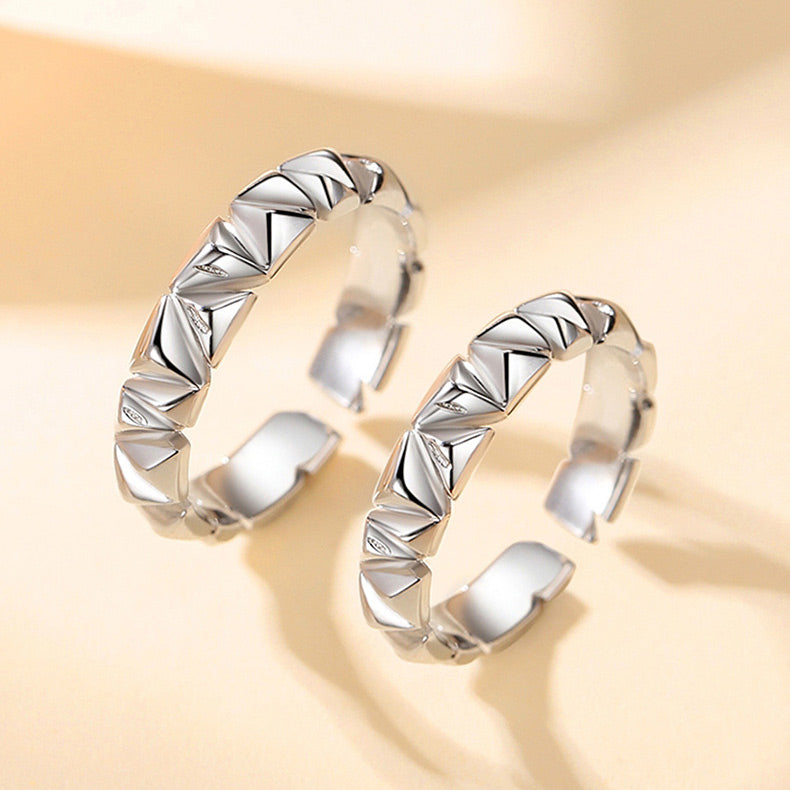 Personalized Couple Wedding Rings Set Sterling Silver