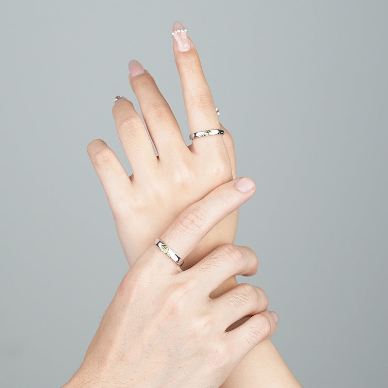 Engravable Half Hearts Matching Wedding Bands