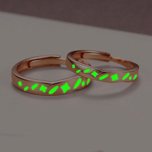 Glow in Dark Wedding Rings Set for Couples