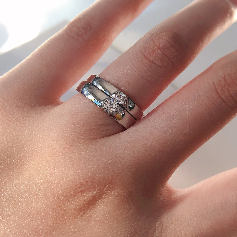 Lab Grown Diamonds Half Hearts Couple Rings Set