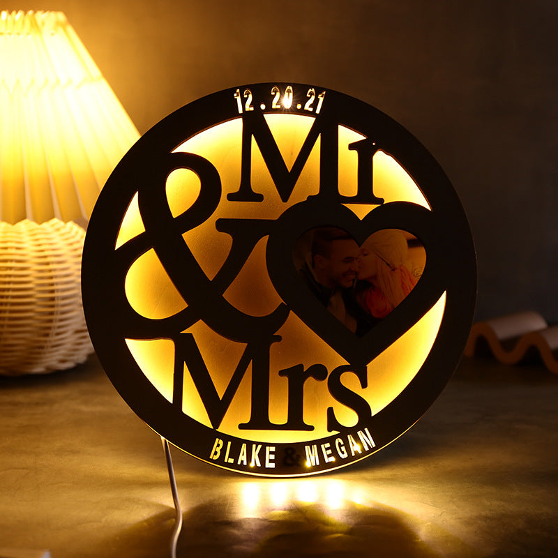 Custom Photo Name Lamp Gift for Couples