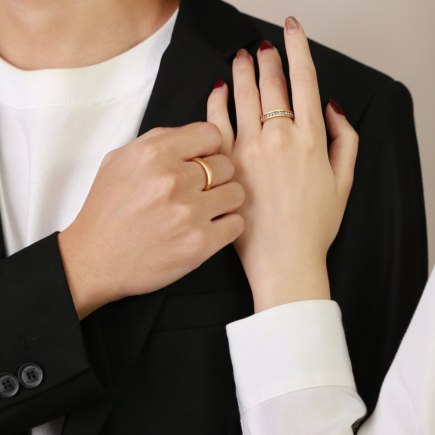 Custom Gold Plated Matching Wedding Bands for Couples