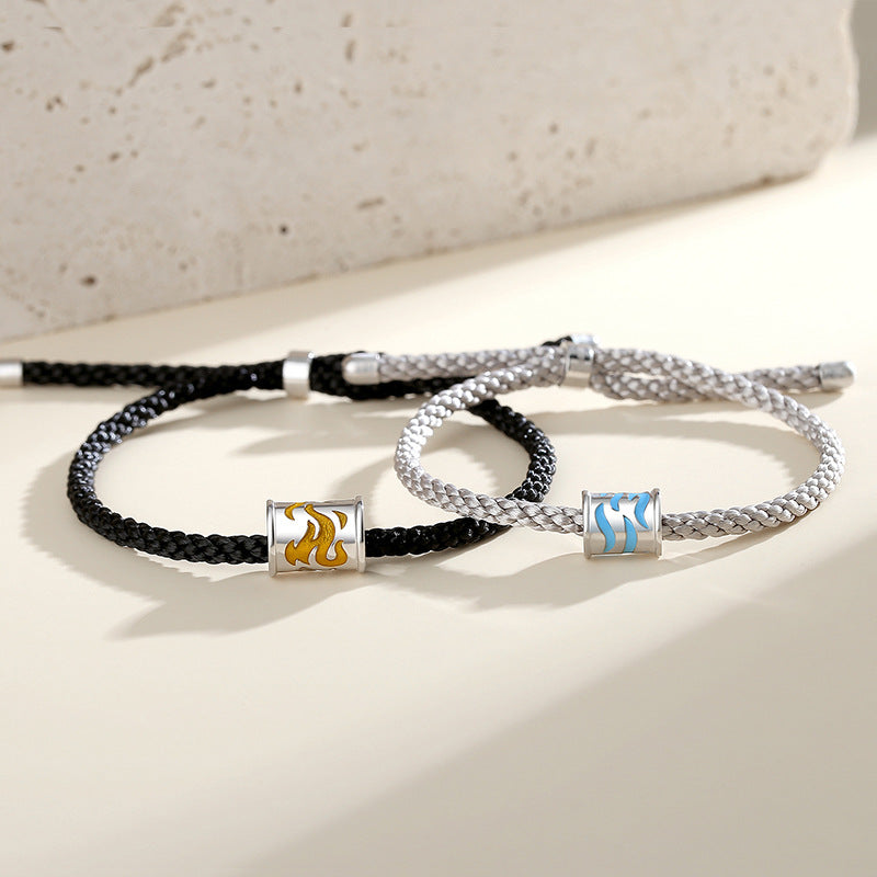 Matching Fire and Water Couple Bracelets Set