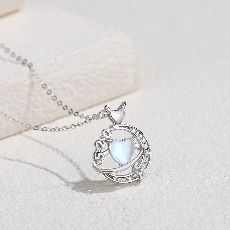 Space Theme Moonstone Necklace of Girls