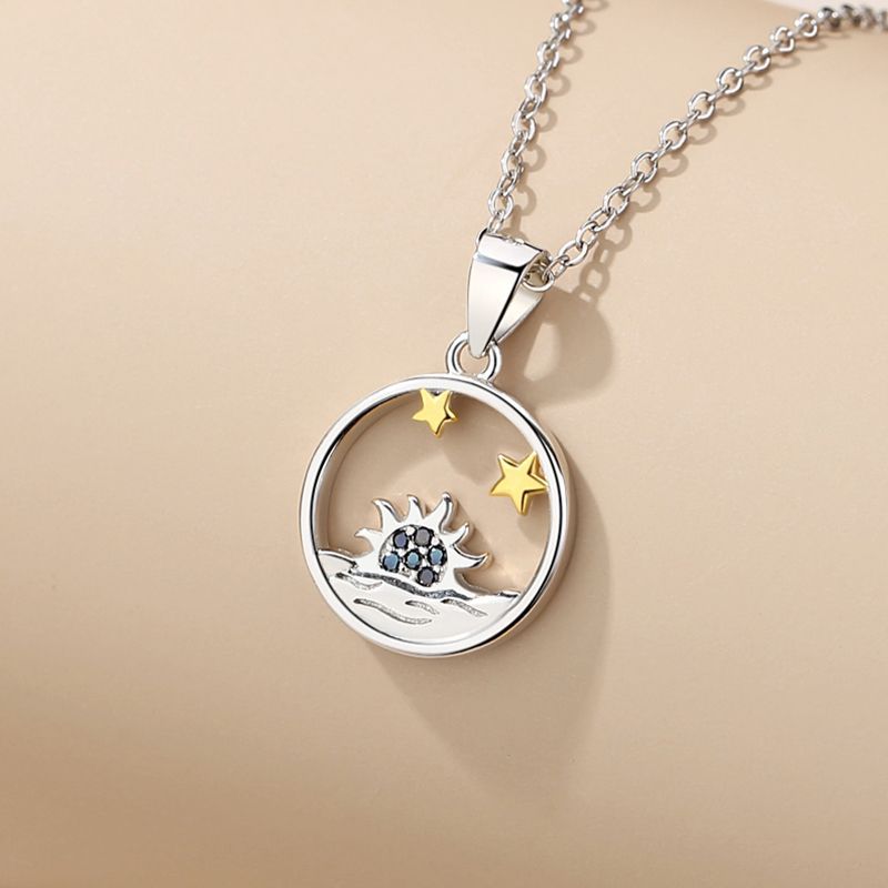 Romantic Sun and Moon Couple Necklaces Set