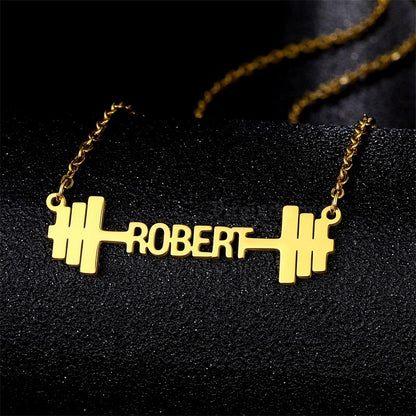 Custom Barbell Name Necklace