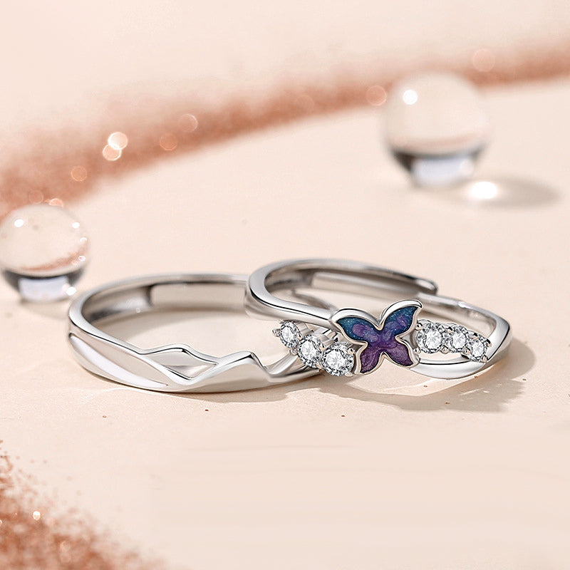 Custom Matching Butterfly Rings Set for Couples