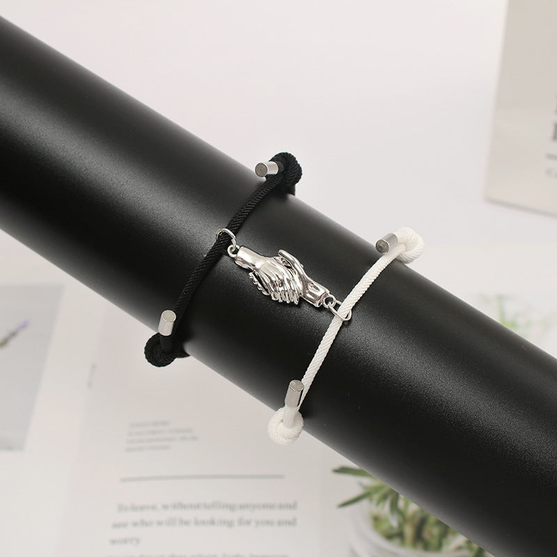 Connecting Holding Hands Couple Bracelets Set