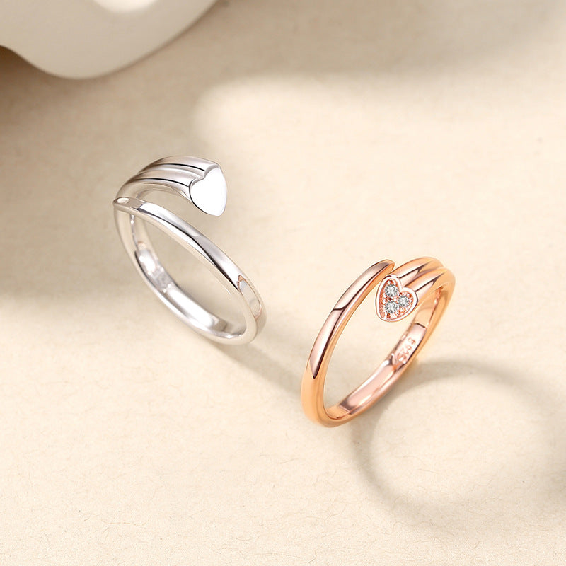 Custom Matching Hearts Wedding Anniversary Rings Set