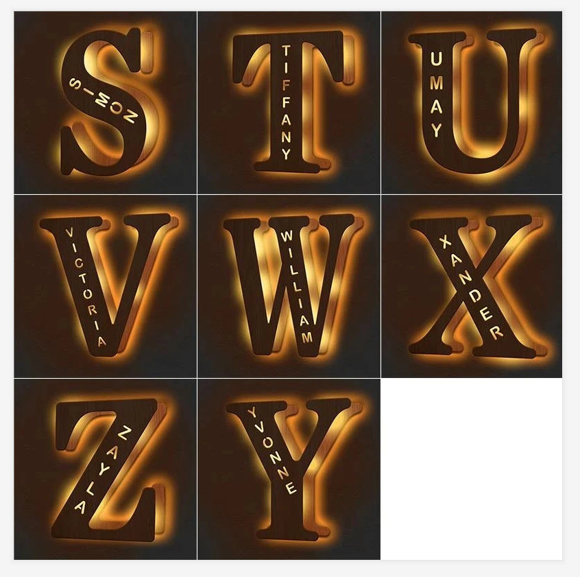 Personalized Name Wooden Lamp Gift