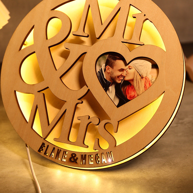 Custom Photo Name Lamp Gift for Couples