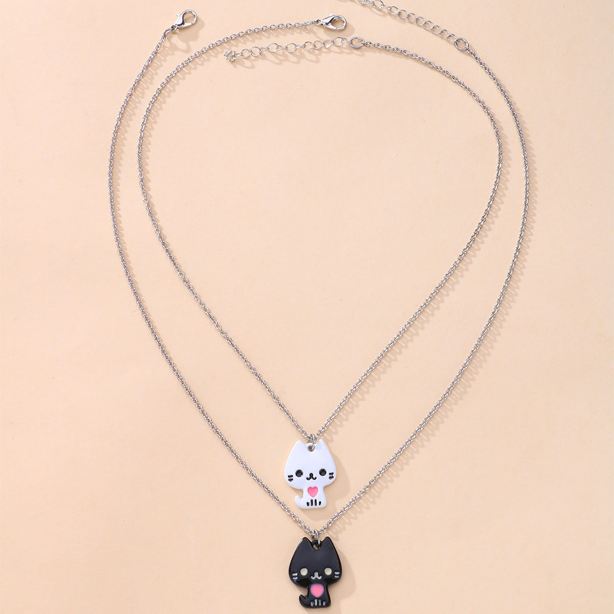 Custom Engraved Cats Necklaces Set for Couples