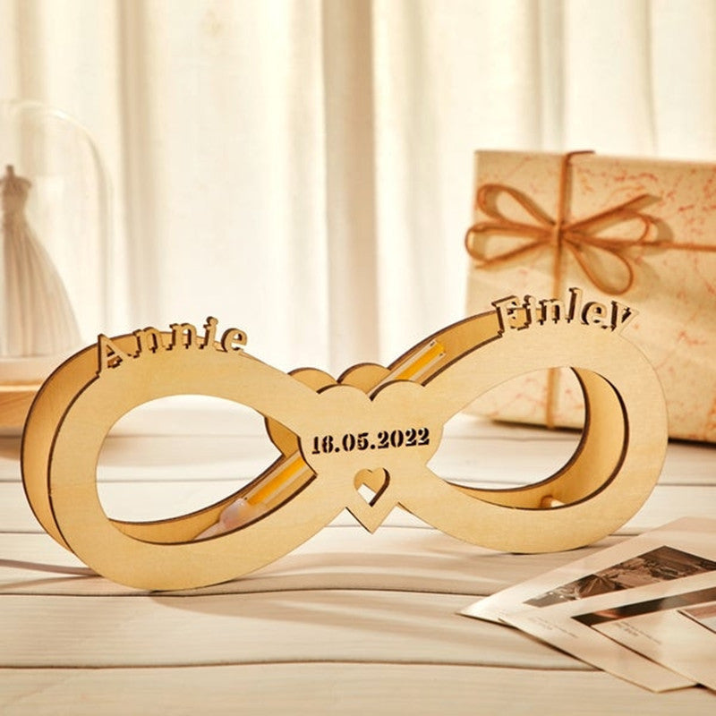 Personalized Names Wooden Lamp Gift for Couples
