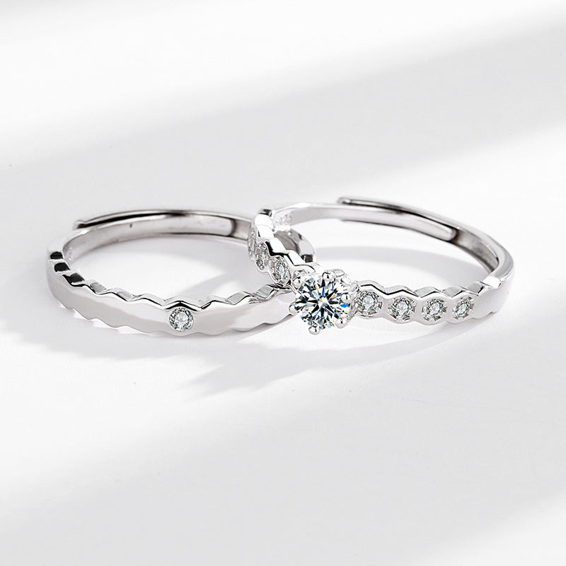 Bee Hive Wedding Rings Set with Names Engraved