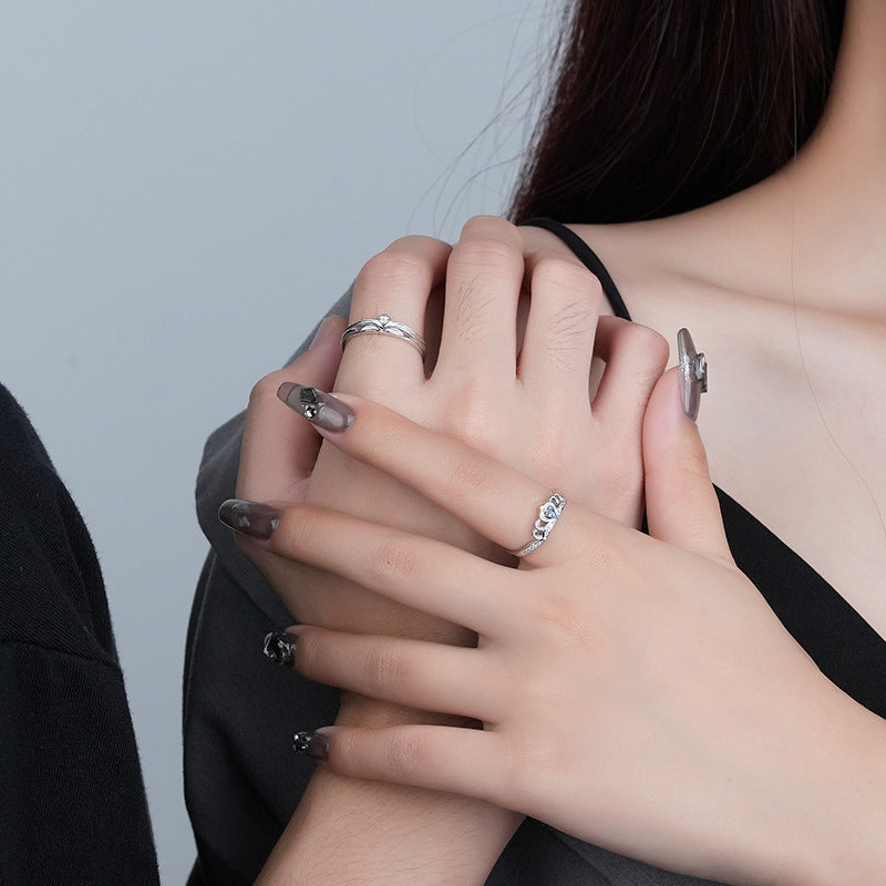 Matching King Queen Crown Wedding Rings Set