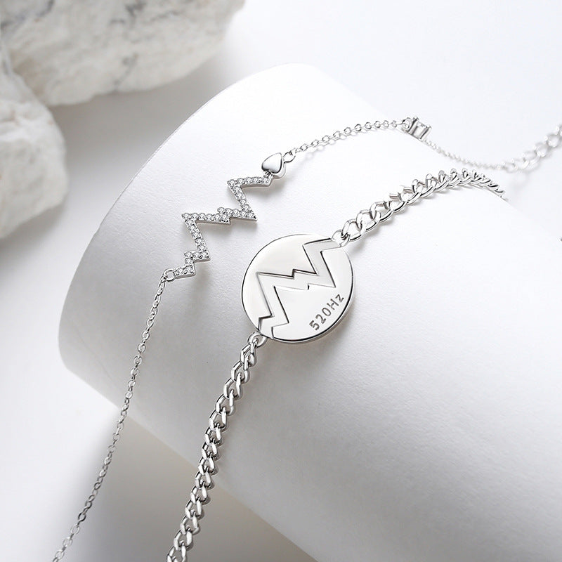 Matching Heartbeat Bracelets Set for Couples