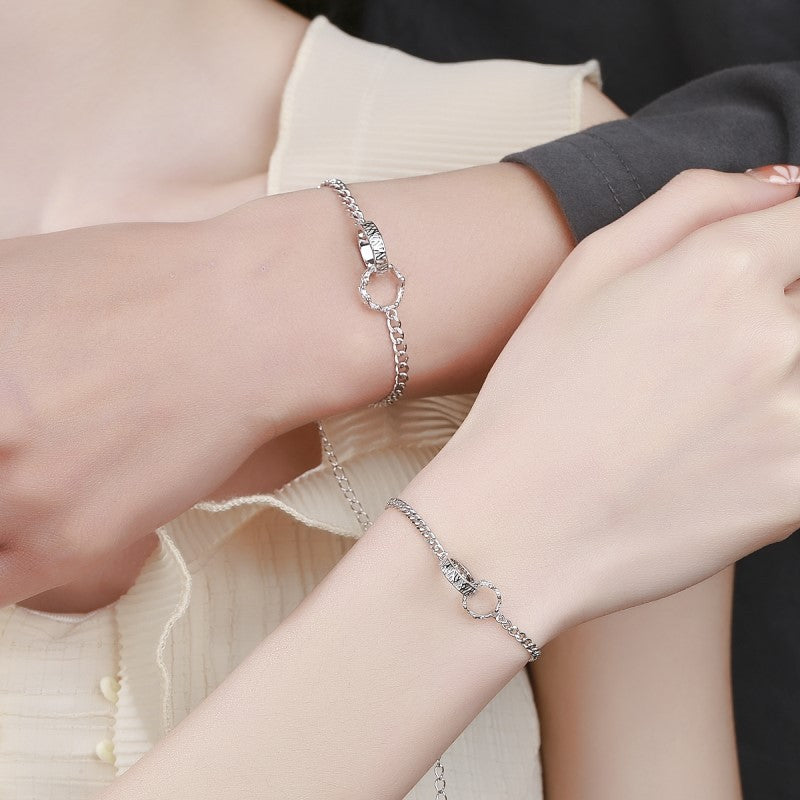 Connecting Rings His Hers Bracelets Set